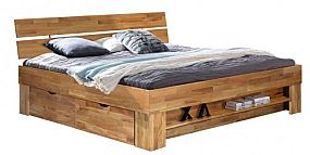 Dubová postel se zásuvkami TINA 180×200